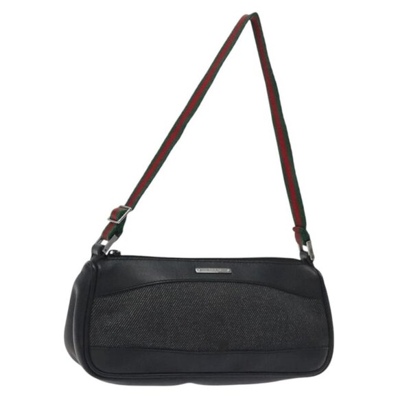 GUCCI Web Sherry Line Accessory Pouch Canvas Red Black 92820 Auth BA3614 - Picture 1 of 16